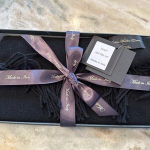 Italian Woolen Treasures Elegant Black Scarf with Fringe